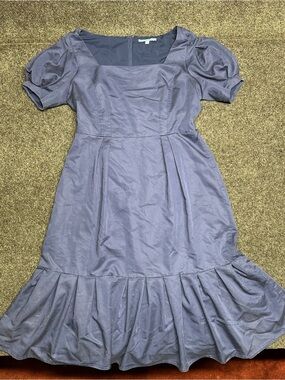 Blue Cocktail Dress Square Neck Special Occasion Cobalt Wedding guest feminine